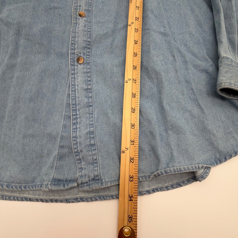 True Fan Michigan Wolverines Denim Shirt Mens XXXL Light Wash Cotton Button Down - Picture 6 of 9